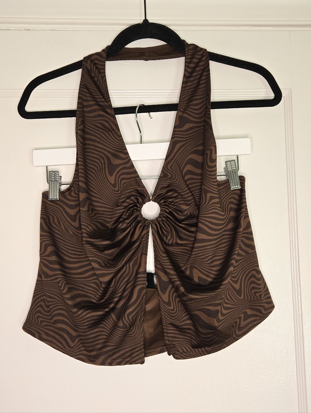 Divided H&M Retro Halter Top - Women's X-Large - Brown & Black
